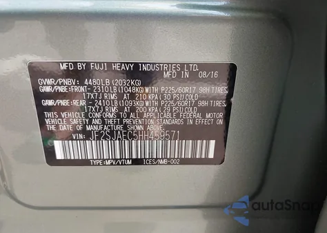 2017 Subaru Forester 2.5I Premium z USA, uszkodzony, nr VIN JF2SJAEC5HH459571